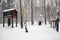 Irkutsk region,RU-Feb,18 2017: Warehouse and chum in Evenk nomad camp. Museum of Wooden Architecture Taltsy