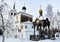 Irkutsk, Russia - January 13, 2013: The church name Spasskaya Tserkov` at Irkutsk Oblast city in snowy winter.