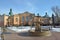 Irkutsk, Russia, March, 03, 2017. Fountain `Swan song` and `big Ben` in the Park of the 350 anniversary of Irkutsk in the early sp