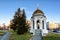 IRKUTSK, RUSSIA - November 2, 2019: Chapel-monument on the site of the destroyed cathedral in the name of the Kazan Icon