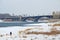 Irkutsk, winter view for Angara river and Glazkovsky bridge