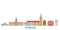 Irland, Dublin line cityscape, flat vector. Travel city landmark, oultine illustration, line world icons