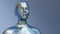 Iron android head steel face robot machine artificial intelligence 3D illustration
