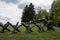 Iron Antitank fence at the battlefield