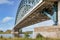 Iron Arch bridge over river IJssel near Dutch city Zwolle