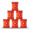 iron barrels storage pyramid. storage of flammable substances.