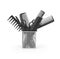 Iron basket with round hair brushes,