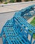 Iron benches painted with skyblue paint