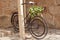Iron bicycle with flower arrangement