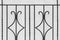 Iron black architectural geometric element, decorative fence lattic on white wall background