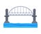 Iron Bridge with Concrete Pillars, Architectural Design Element, Bridge Construction Flat Vector Illustration