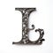 iron casted letter L takes center stage, isolated against a pristine white background.