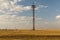 Iron Cell Tower with steel cables in the steppe