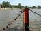 Iron chain pole at ganga river side