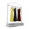 Iron Clothing Display Rack with Dresses on white. 3D illustration