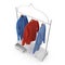 Iron Clothing Display Rack with Dresses on white. 3D illustration