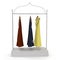 Iron Clothing Display Rack with Dresses on white. Front view. 3D illustration