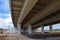 Iron construction road viaduct close-up