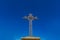 Iron cross in front of Chapelle des Penitents Blancs in Les Baux-de-Provence, France