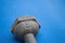 Iron dumbbell 5 kilograms on blue yoga mat