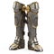 Iron fantasy high boots knight armor isolated on white background. 3d illustration