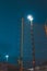 Iron fence with barbed wire during blue hour