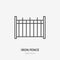 Iron fence flat line icon. Metal border sign. Thin linear logo for metalwork, welding service