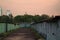 Iron garages in the evening in summer