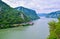 The Iron Gate or Djerdap Gorge - gorge on the Danube River in Djerdap National Park, View from the coast of Serbia
