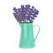 Iron jug with flowers bouquet of lavender marker illustration