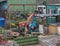 iron junk yard scrap heap with colorful old rusty metal tools