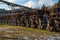 Iron ladle transfer rail car on a steelworks