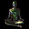 Iron man portrait yoga lotus pose figure stylized green polished