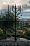 Iron Menorah overlooking the surrounding hills at Beit Eliyahu synagogue, Belmonte, Castelo Branco, Portugal