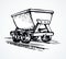 Iron miner`s trolley. Vector drawing