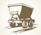 Iron miner`s trolley. Vector drawing