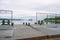 Iron pier on Lake Dryvyaty on a summer day. Braslav lakes. Belarus