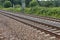 Iron rusty train railway detail dark stones