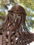 Iron Sculpture of the head of Jesus Christ hanging on a cross in Miami, Florida