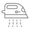 Iron thin line icon. Electric steam appliances, ironing heater for clothes symbol, outline style pictogram on white