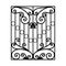 Iron window grills. Window railing vector image black paint with dimension on the white background