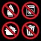 Ironing is not allowed, no washing machine, no cooking and don`t throw trash sign