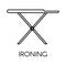 Ironing service of cleaning company, board linear icon