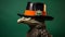 Iroquois Lizard In Top Hat: Avian-themed Baroque Art Wallpaper