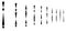 Irregular dashed, segmented vertical lines in a row. 3d stripes in perspective. vertical straight and parallel lines, strips,