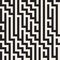 Irregular Maze Shapes Tiling Contemporary Graphic Design. Vector Seamless Black and White Pattern