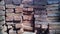 Irregular pile of bricks background