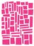 Irregular square and rectangle shapes in pink over white