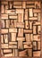 Irregularly shaped brown wooden blocks background