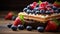 Irresistible berry topped waffles, a mouthwatering sweet treat to satisfy your cravings